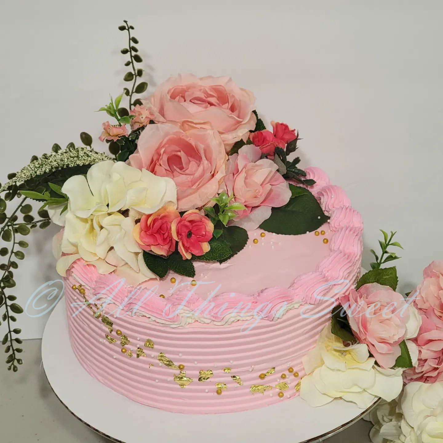 floral fault line graduation cake